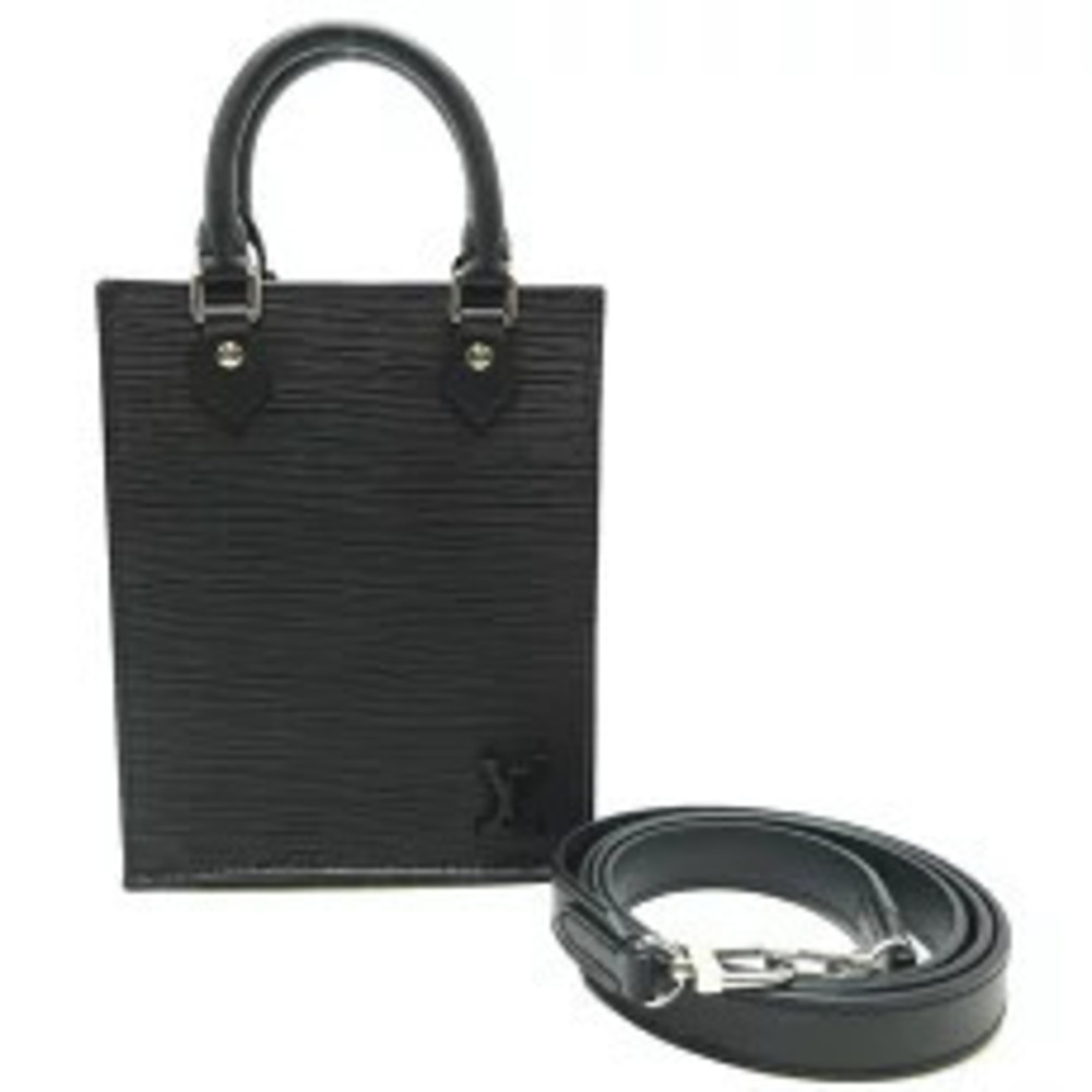 Louis Vuitton Sac Plat Handbag Epi Noir Black